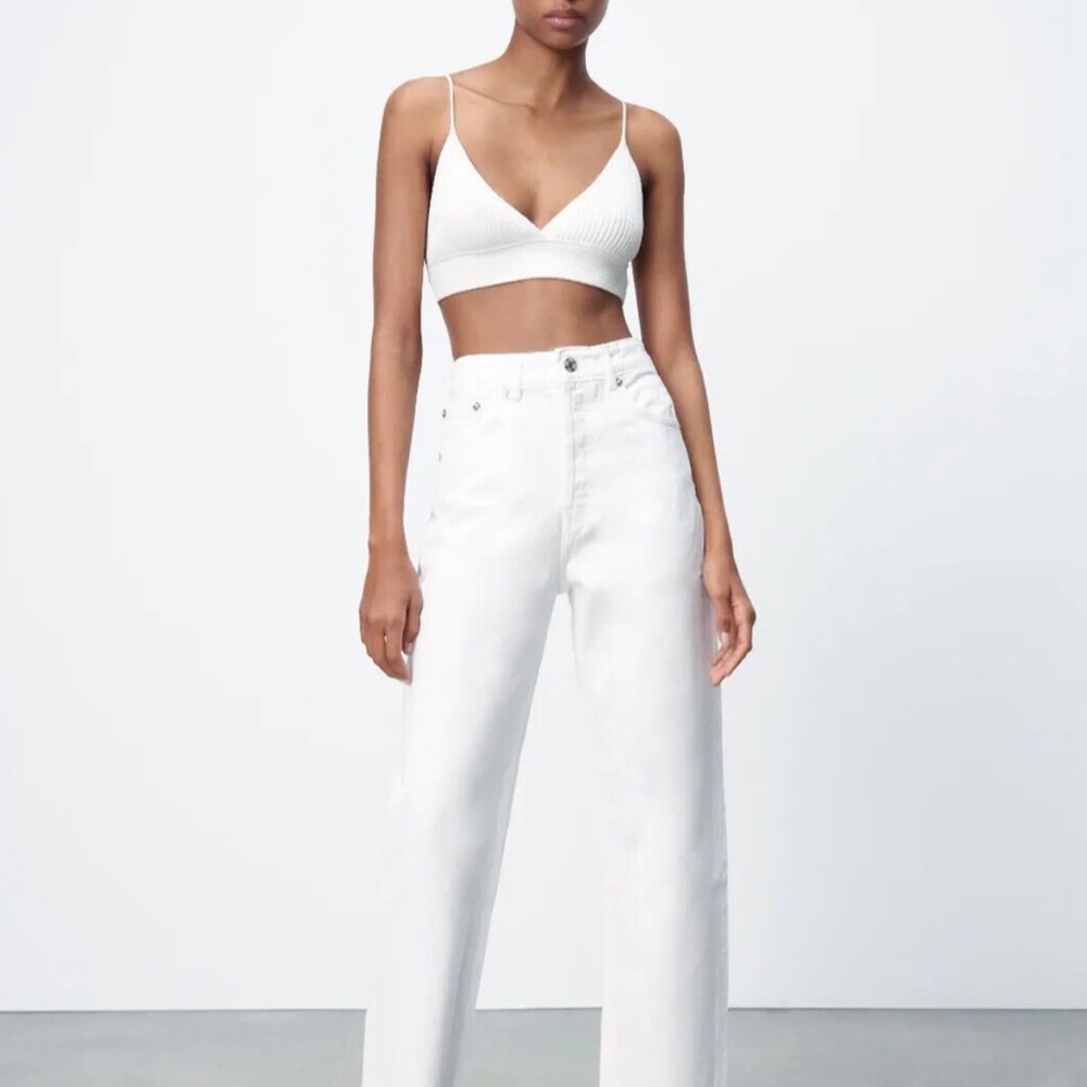 Zara White Straight Leg Jeans